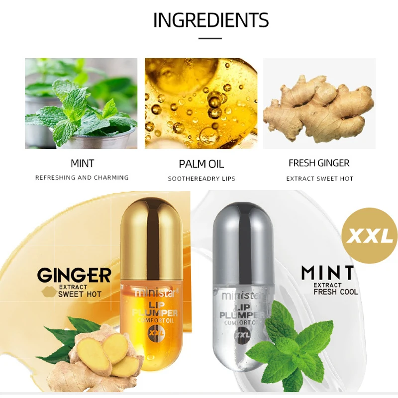 1 шт. прозрачный блеск для губ в капсулах имбиря и мяты Увлажняющая