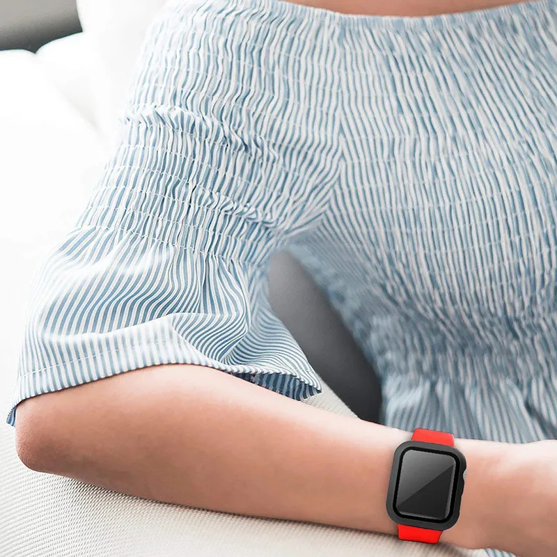 

ZL Full Screen Protection Case For Apple Watch Series 1/2/3/4/5/6/SE Thin TPU Frame Case + Tempered Film Full Cover