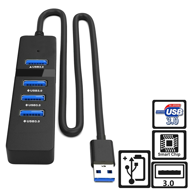 

USB 3.0 Hub 4-Port Adapter Charger Data Sync Super Speed PC Mac Laptop Desktop