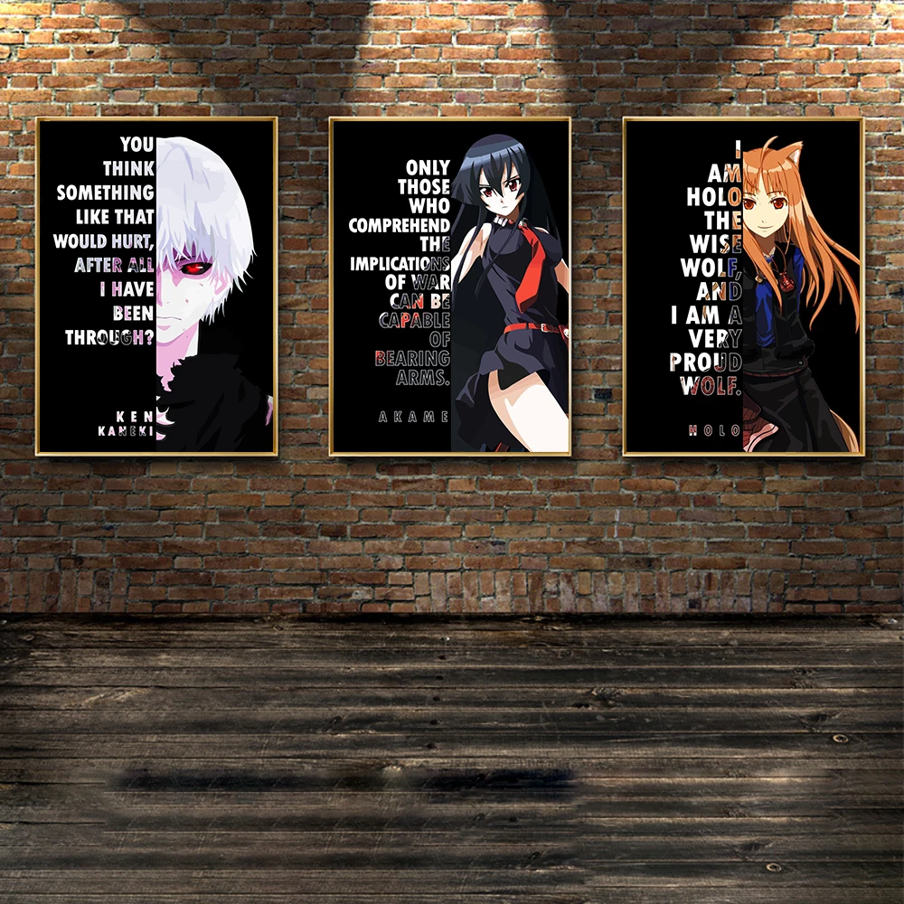 

Akame ga KILL Kaneki Ken Quot Poster Classic Japan Anime Posters and Prints Wall Art Picture for Room Home Decor Canvas painting