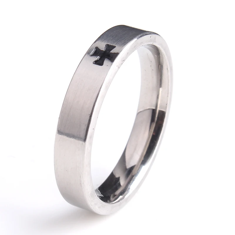 

wedding rings 4mm silver colory Cross 316L Stainless Steel wedding rings for men women wholesale
