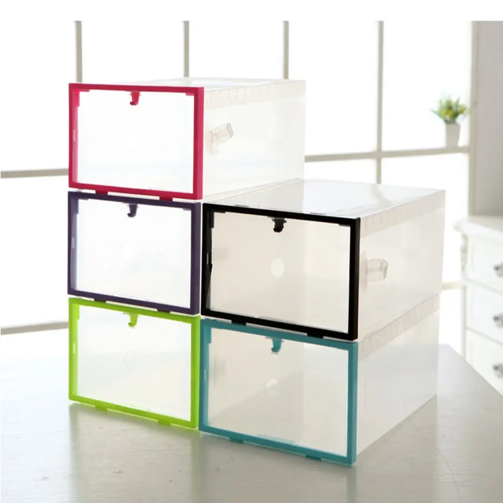 Прозрачный Пластиковый Штабелируемый прозрачный ящик для обуви коробка