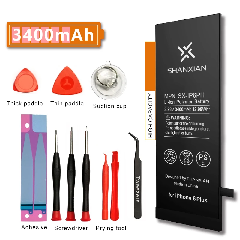 SHANXIAN Высокая емкость батареи Замена для iPhone 6 PLUS P Реальная Емкость 3400mAh нулевой