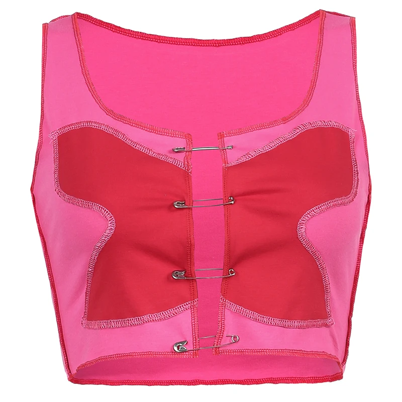 

Rockmore Butterfly Patchwork Tank Top Hollow Out Crop Top Harajuku y2k Aesthetic Camis Women Clothes Sleeveless Pink Vest Summer