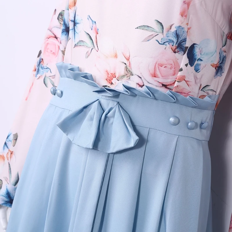 Женское длинное платье макси в этническом стиле мусульманское с длинным рукавом