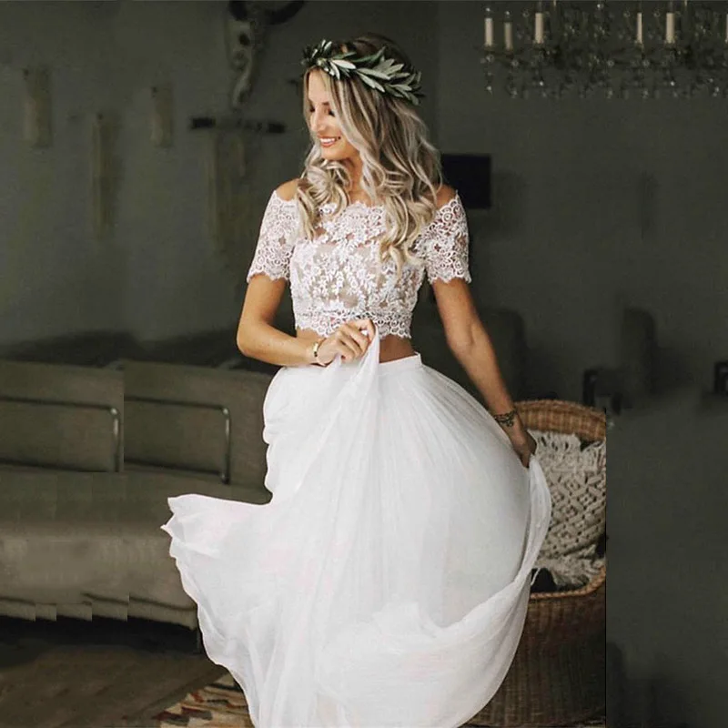 Свадебные платья Горячая Распродажа очаровательное Boho из двух предметов