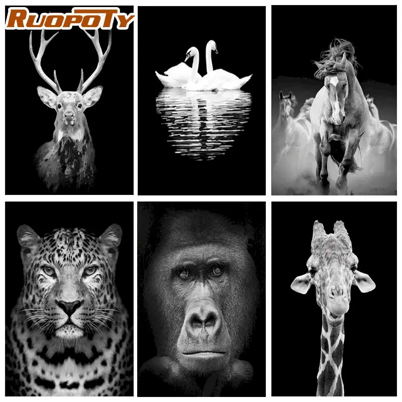 

RUOPOTY Oil Painting Dog Animal Handpainted Home Decoration Pictures By Number for Adults Kids Arts Craft for Home Wall Decor