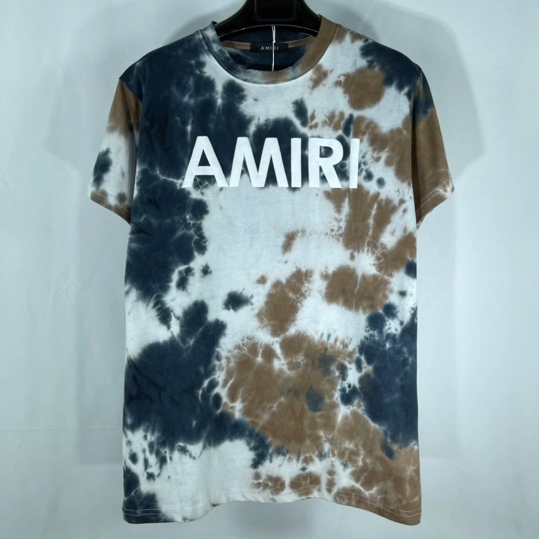 

European and American street tide 1:1 high quality AMIRI tie-dye short-sleeved T-shirt casual hip-hop high street T-shirt