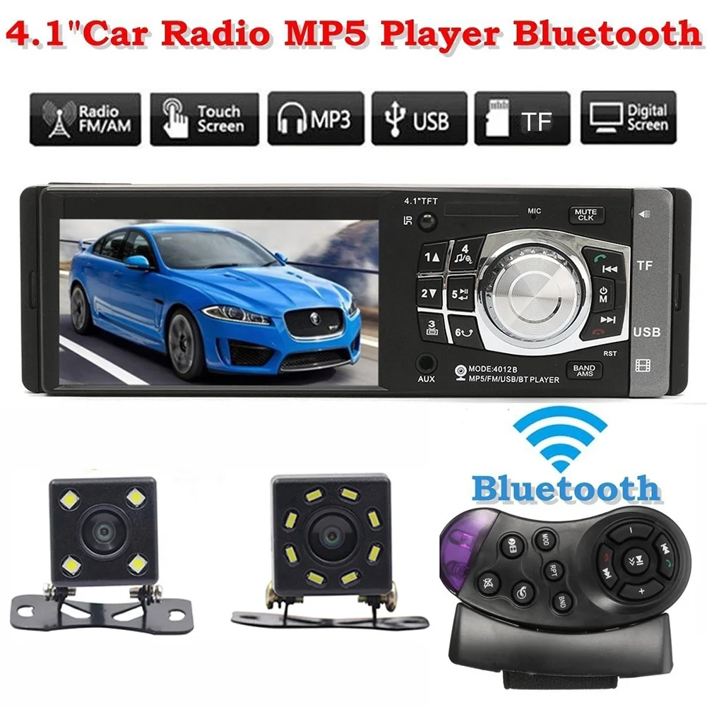 

Car Radio 4012B HD 4.1 Inch Bluetooth Touch Screen 1 Din Car Radio Stereo FM USB MP5 Player