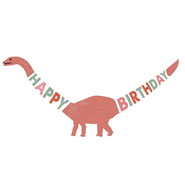 1Set Dinosaur Party Garland Happy Birthday Decorations Safari Jungle DIY Animal Banner Baby Shower Kids Boy Gifts Supplies - купить по