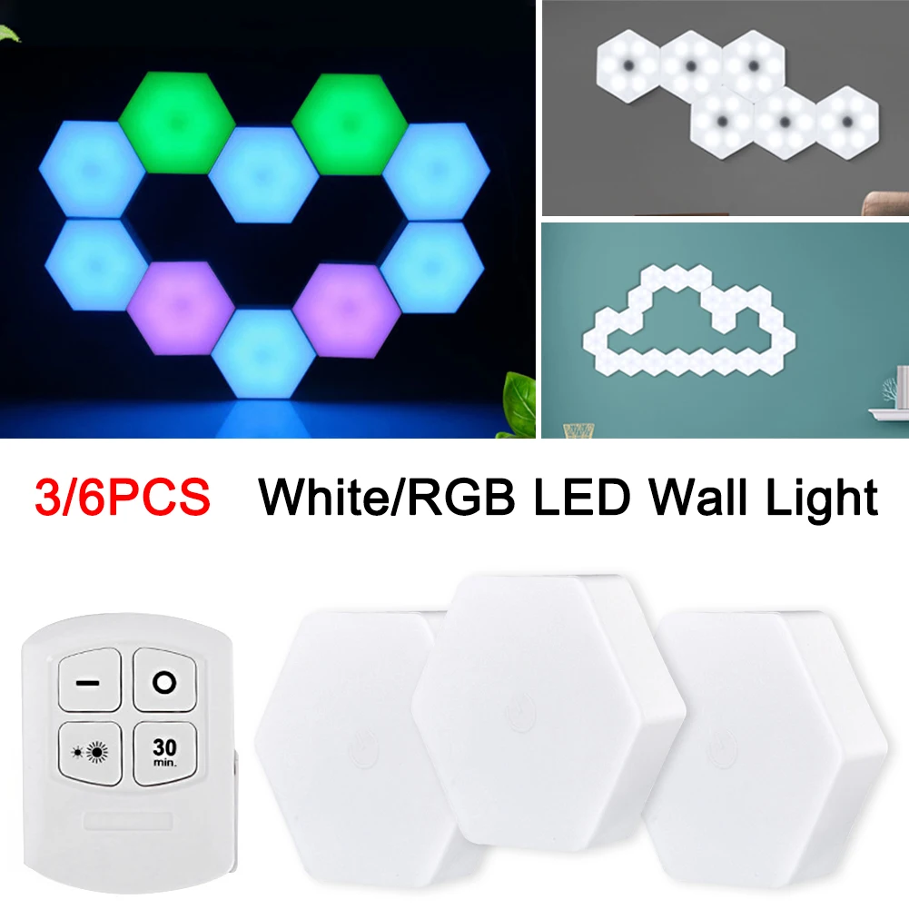 

New Pattern Hexagon LED Wall Light Modular Honeycomb Remote Control Dimmable Lamps Night Light for Bedroom светильник dropship