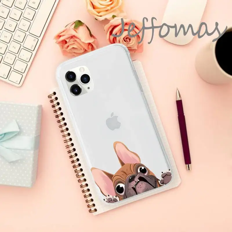 

Cartoon Pug Dog French Bulldog animal Phone Case Transparent for iPhone 11 12 mini pro XS MAX 8 7 6 6S Plus X 5S SE 2020 XR