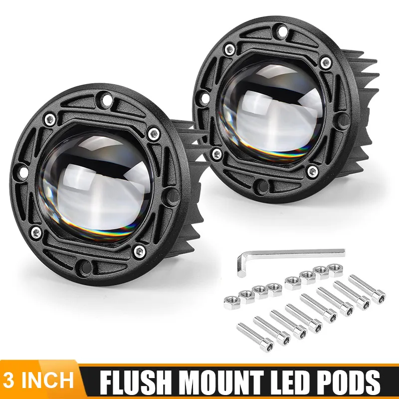 

3 inch LED Work Light Flush Mount dual color Led fog lights For 4x4 offroad ATV Trucks Motorcycle headlights Spotlight 12V 24V