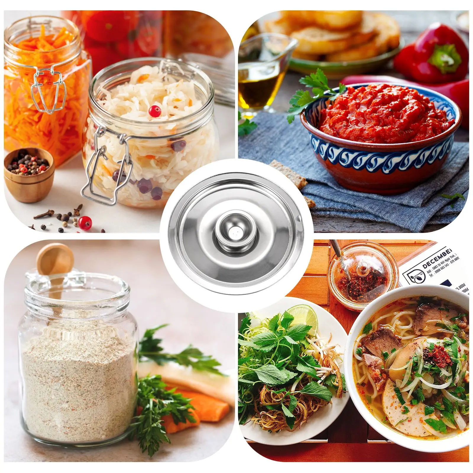 1Pc Stainless Steel Sealing Cover Food Basin Lid Seasoning Pot Household Cooking Part 14cm/10cm/16cm | Дом и сад
