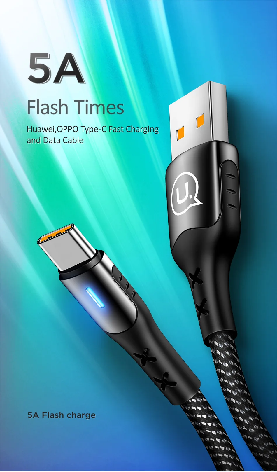 USAMS type C usb-кабель 5A кабель быстрой зарядки type-C кабель быстрой зарядки USB C провод шнур для huawei P30 P20 Mate20 Pro OPPO кабель для передачи данных
