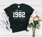 Футболка для дня рождения ограниченного выпуска 1982 года, футболка для дня рождения может быть изготовлена на заказ в течение любого года. Летняя Повседневная рубашка унисекс