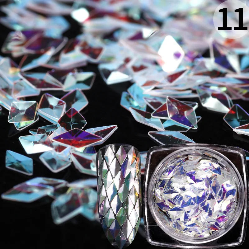 3D лазерный треугольный дизайн ногтей Блестящий чешуйчатый Декор маникюрные