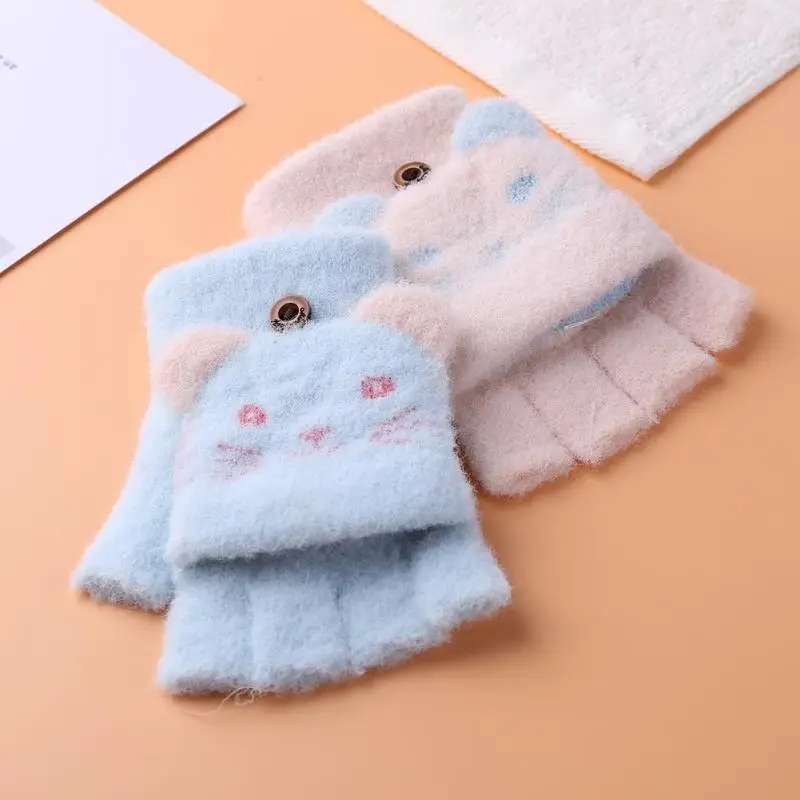 2pcs Cute Winter Warm Gloves Newborn Baby Thicken Stretch Magic Mittens Fingerless Infants Boys Girls Outdoor Ski | Детская одежда и