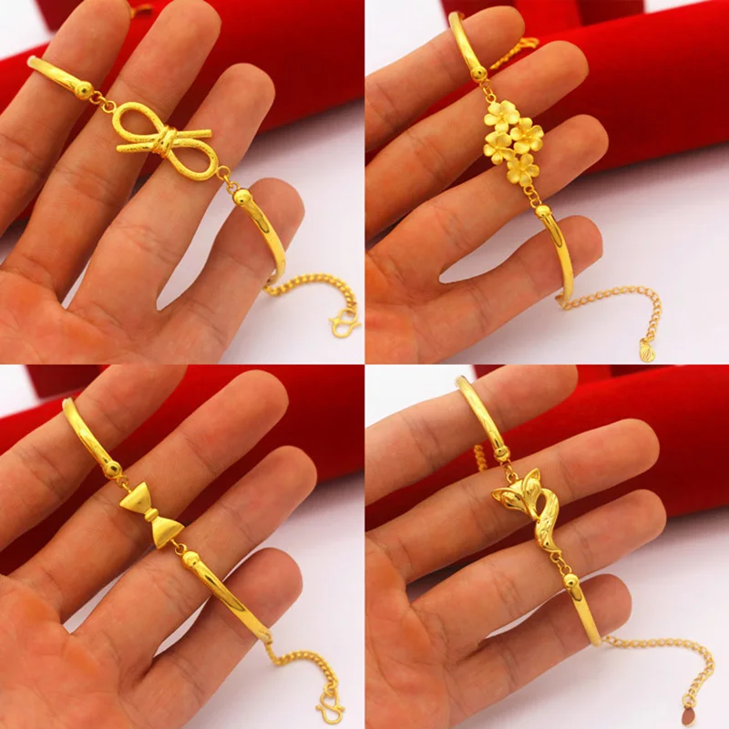 Модные ювелирные изделия браслет бабочка имитация 24K золото чистая медь шарм