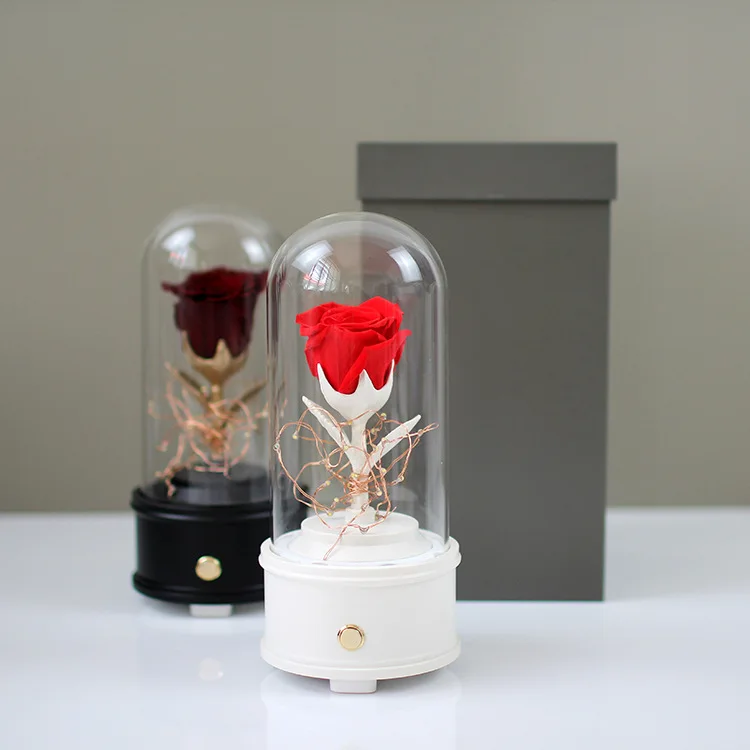 Стеклянный светильник с цветком Bluetooth аудио плеер розовая Подарочная коробка