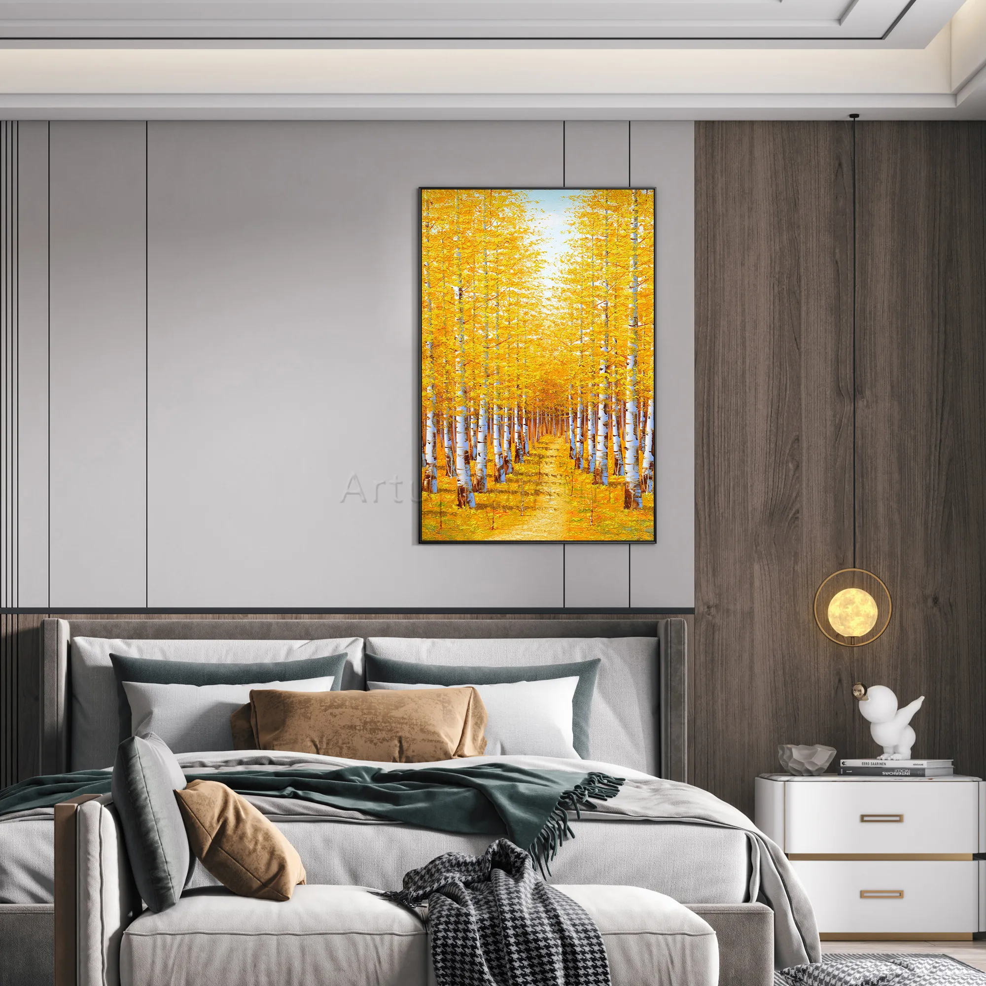 Kopen Grote Abstract Hand Geschilderd Landschap Woods Wall Art Acryl Textuur Canvas Olieverf Foto Voor Woonkamer Home Decor