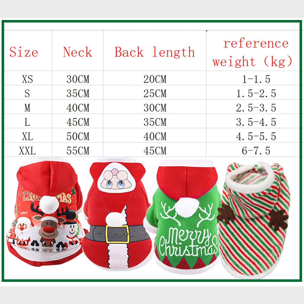 Hoodies dog clothes Pet cat Christmas winter cartoon hooded sweater warm chihuahua for smail big dogs | Дом и сад
