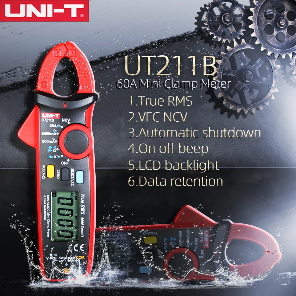 UNI TUT211B мини бытовой мультиметр Цифровой клещи переменного тока AC/DC напряжение в