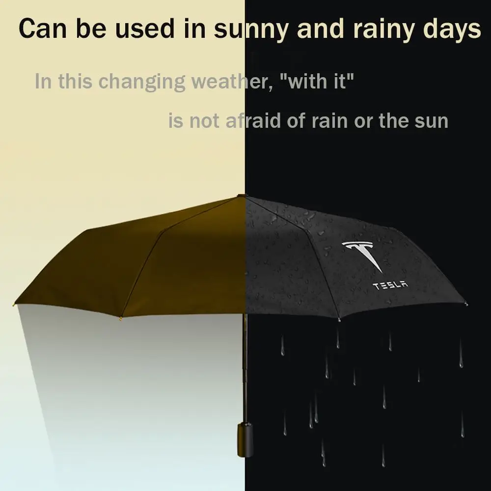 

For Tesla Model X/S/Y Accessories Car Styling Three-fold Double Layer Umbrella Windproof Sun Automatic Umbrella