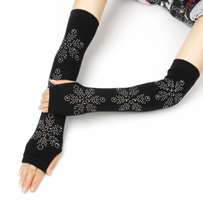 Женские черные длинные вязаные теплые варежки на полпальца для вождения женские