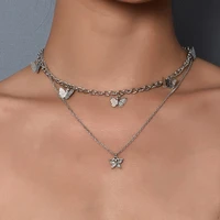 ywzixln boho crystal butterfly pendant multi layer chain fashion necklaces bijoux for women elegant choker jewelry n084