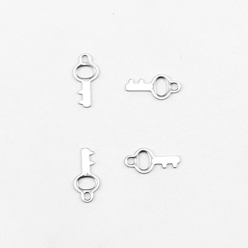 10 шт./лот маленький кулон в виде ключа из нержавеющей стали форме сердца DIY