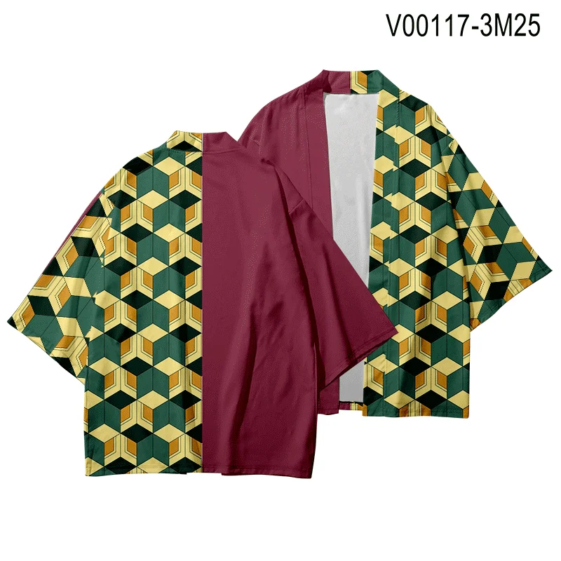 V00117 WAMNI Кардиган для мужчин кимоно летняя уличная японский аниме костюм самурая кимоно haori рубашка-кимоно человек Забавный 3D принт - Цвет: V00117