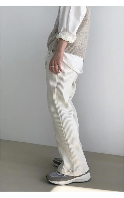 Брюки мужские вельветовые однотонные белые свободные повседневные размера плюс