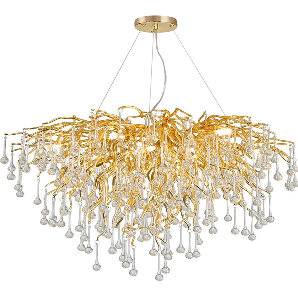 

Nordic Creativity Crystal Chandelier Living Room Lamp Aluminum Led Suspension Lamp Modern Art Villa Hotel Indoor Lighting Luster