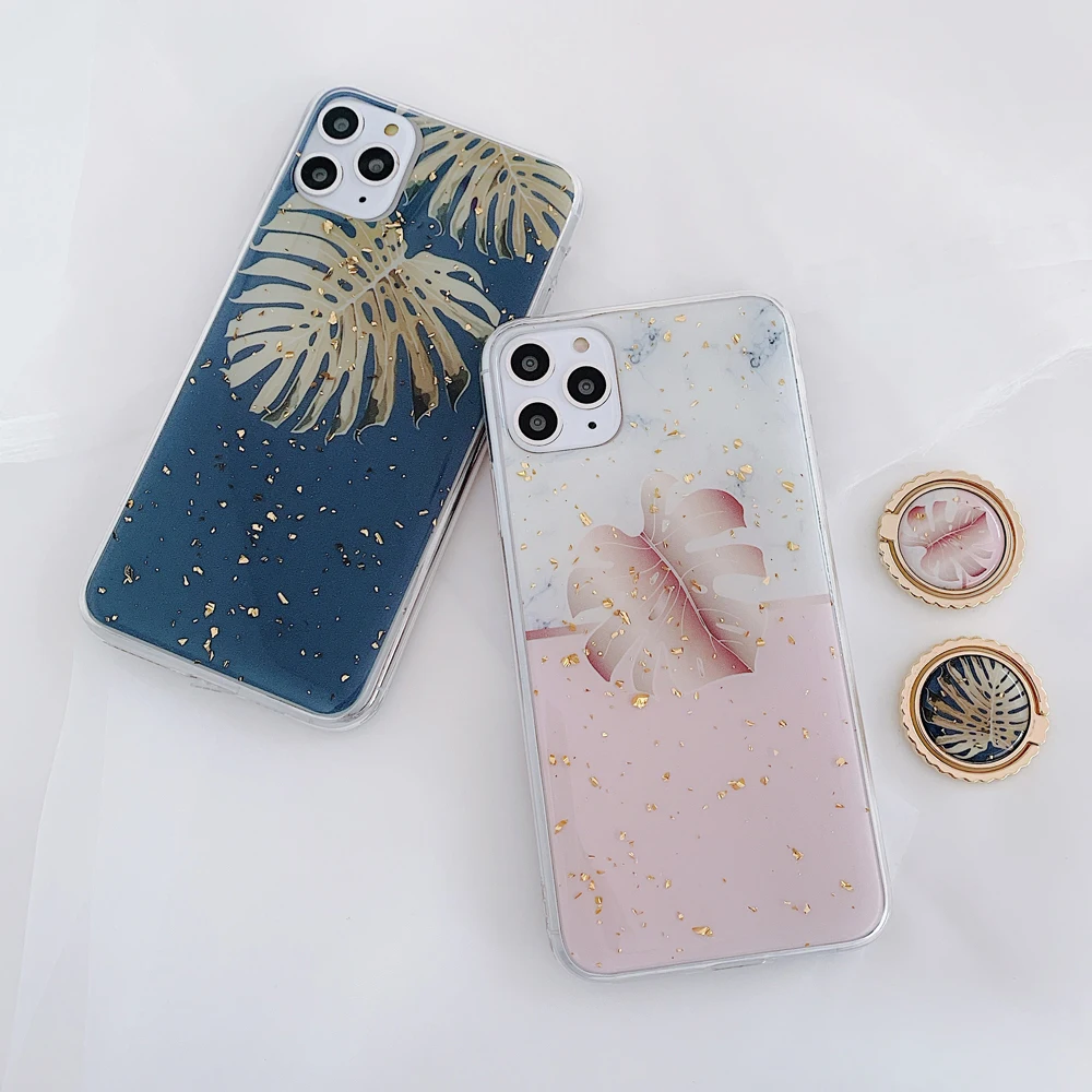 Чехол для телефона в стиле ретро с подставкой виде банановых листьев iPhone 11 Pro Max XR X