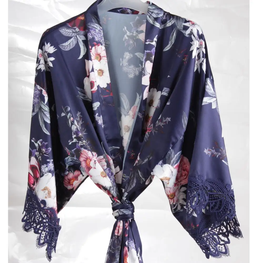 Цветочный кружевной халат Атласный для подружки невесты Свадебный женский A236D |