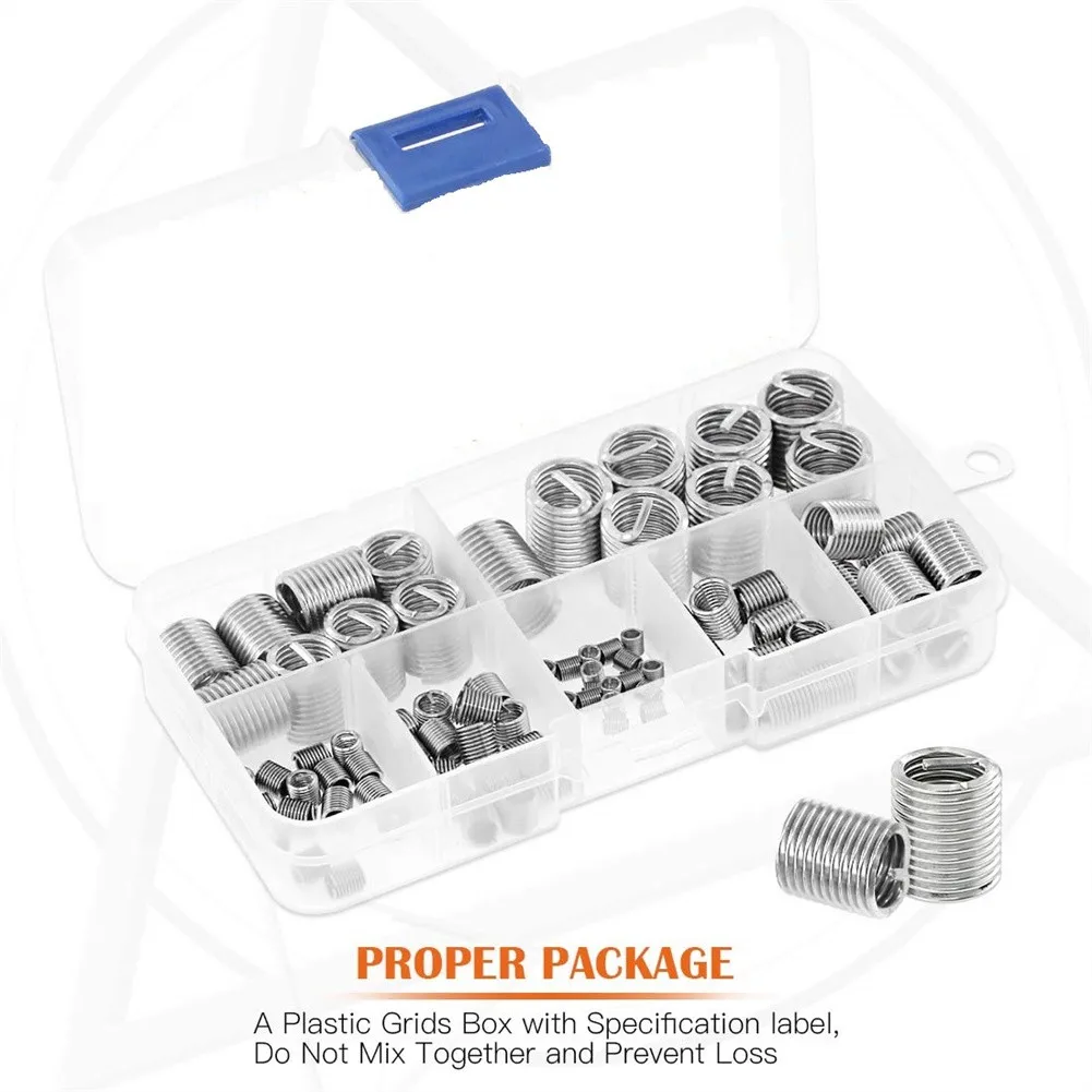 

84 Pcs Screw Thread Insert Stainless Steel Fasteners Coiled Wire Helical Screw Sleeve M3 M4 M5 M6 M8 M10 M12
