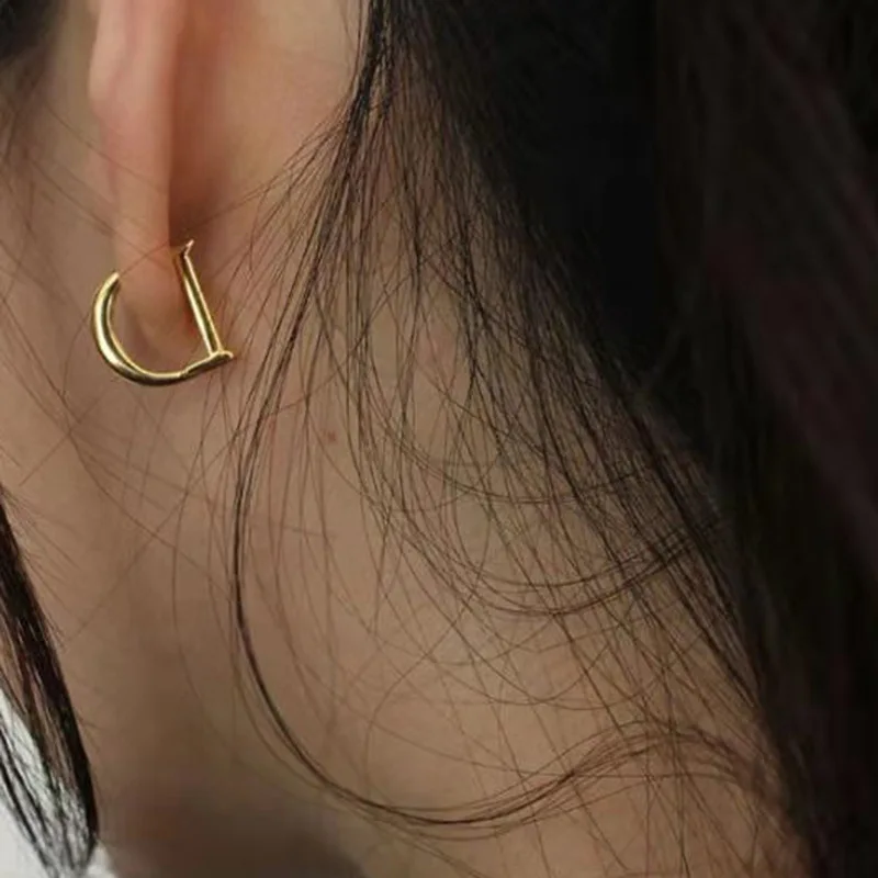 

High End PVD Plated Stainless Steel Jewelry D Pattern Hoop Earring Wholesale For Women
