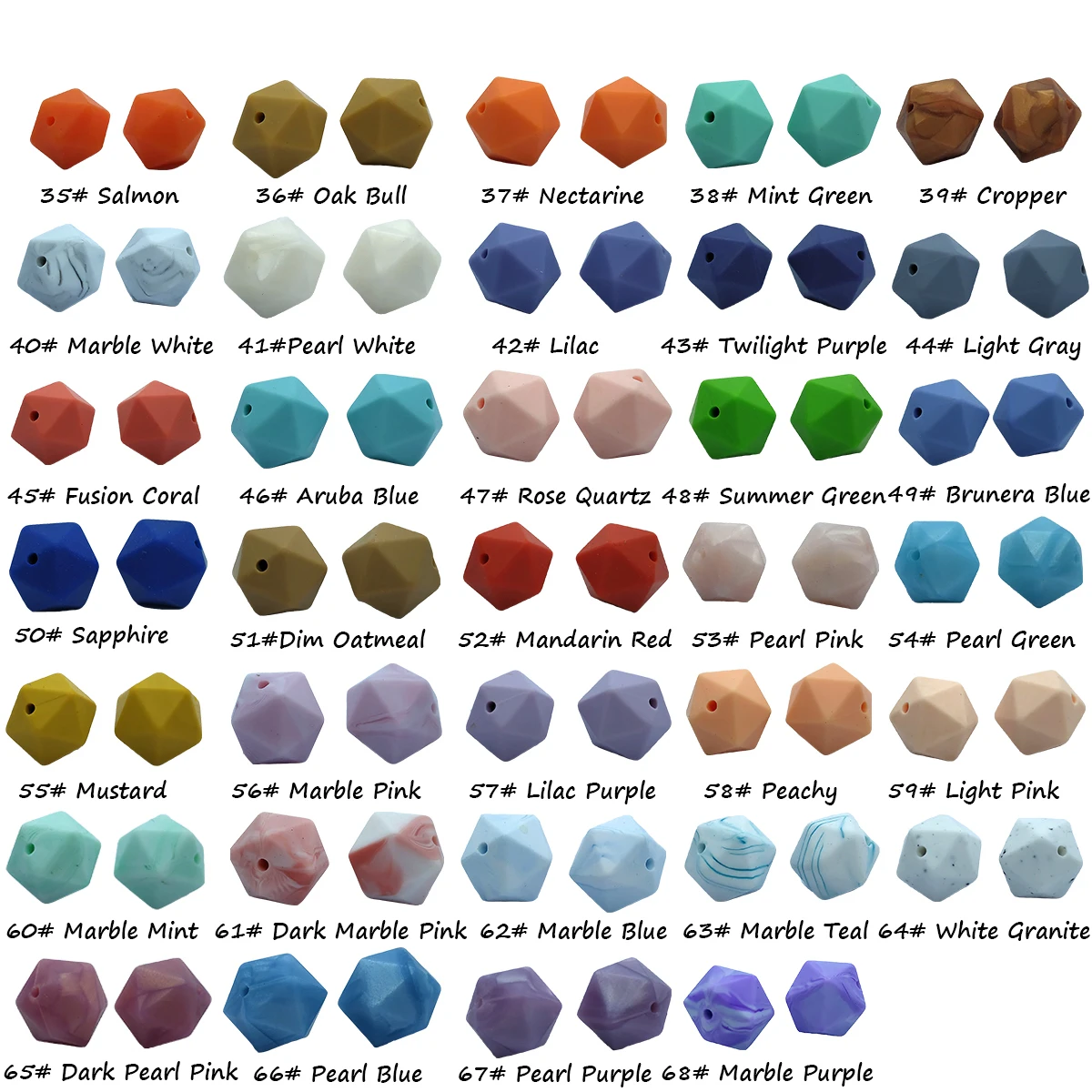 50pc 17mm Silicone Teether Beads Safe Icosahedron Shaped Candy Mix Color Teething Silicone Bead Toy BPA Free DIY Necklace Making