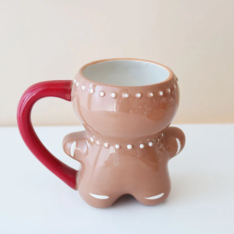 300ml Gingerbread Man Mug Cartoon Cute Kawaii Christmas 3D Ceramic Cup Milk Coffee Water Gift | Дом и сад