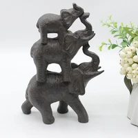 ornaments hot sale chinese metal arts handmade crafts cast iron 3 elephants statue props livingroom home table decorgifts