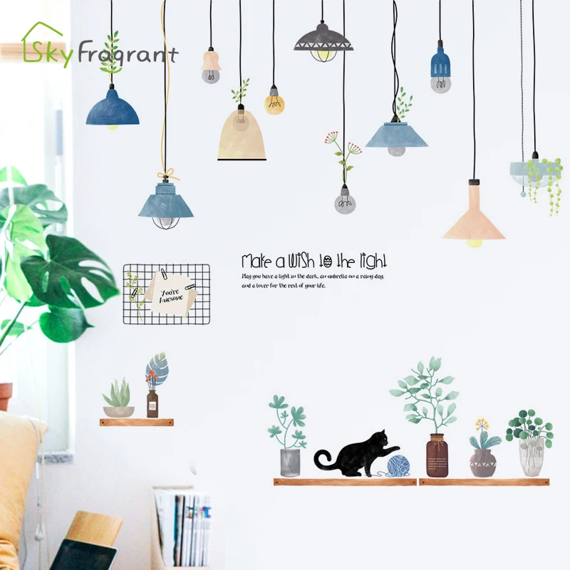 

Nordic potted chandelier wall sticker bedroom room decoration living room sofa background wall decor self-adhesive stickers