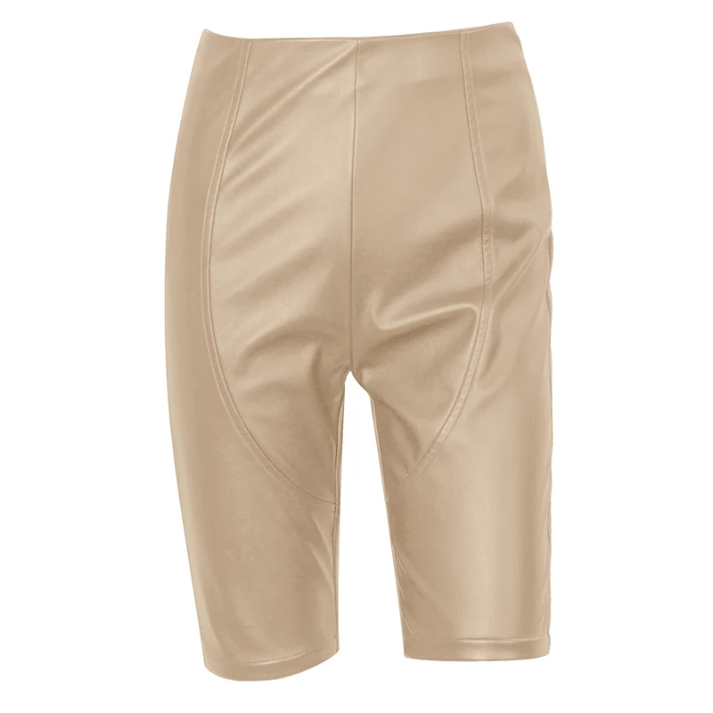 

LOVE&LEMONADE Sexy NUDE Stitching Elastic Faux Leather Slim Shorts LM82013