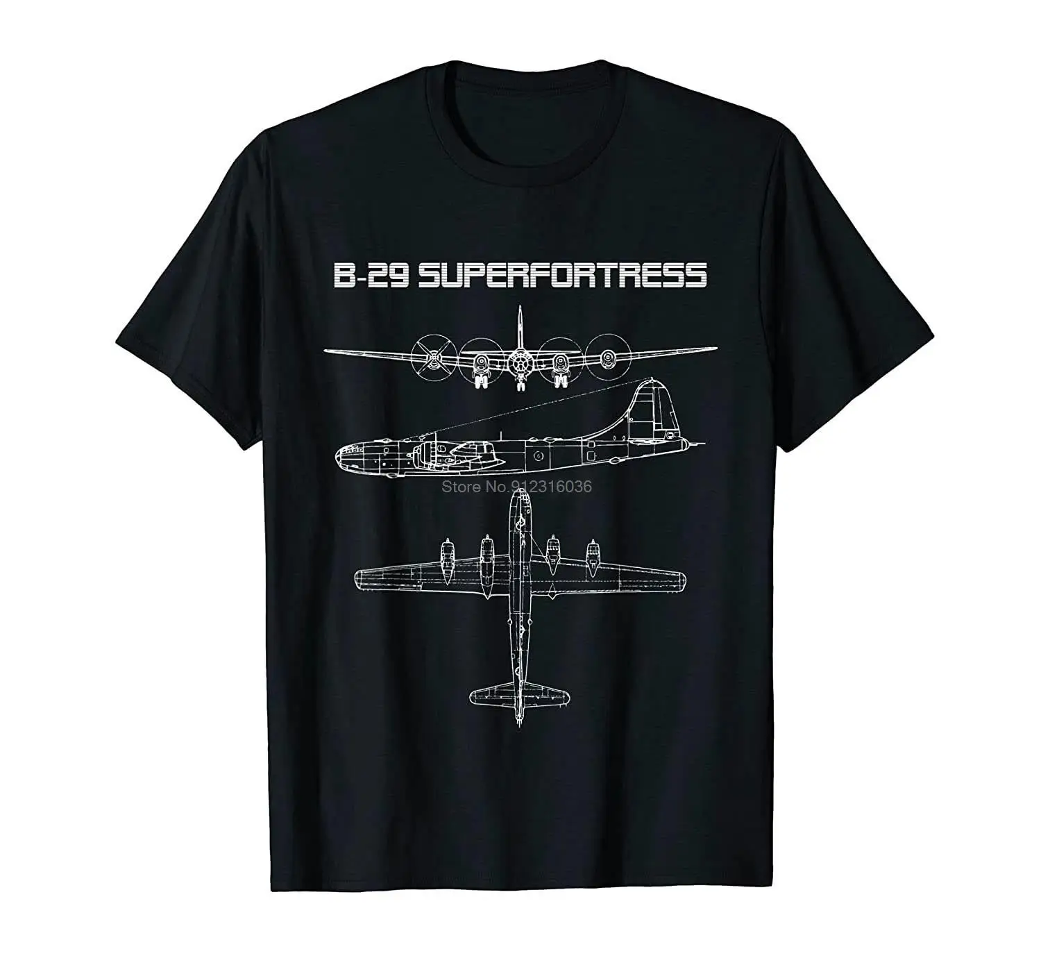 B-29 Superfortress WW2 Plane T-Shirt Men Cotton Tshirt Hip Hop Tees Tops Harajuku Streetwear