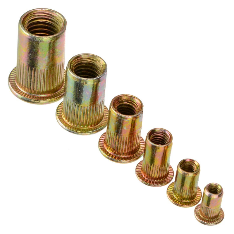 175pcs set of Threaded Rivet Nut Kit Zinc Plated Flat Rivnuts Set M3 4 5 6 8 10 Multi Size Collocation |