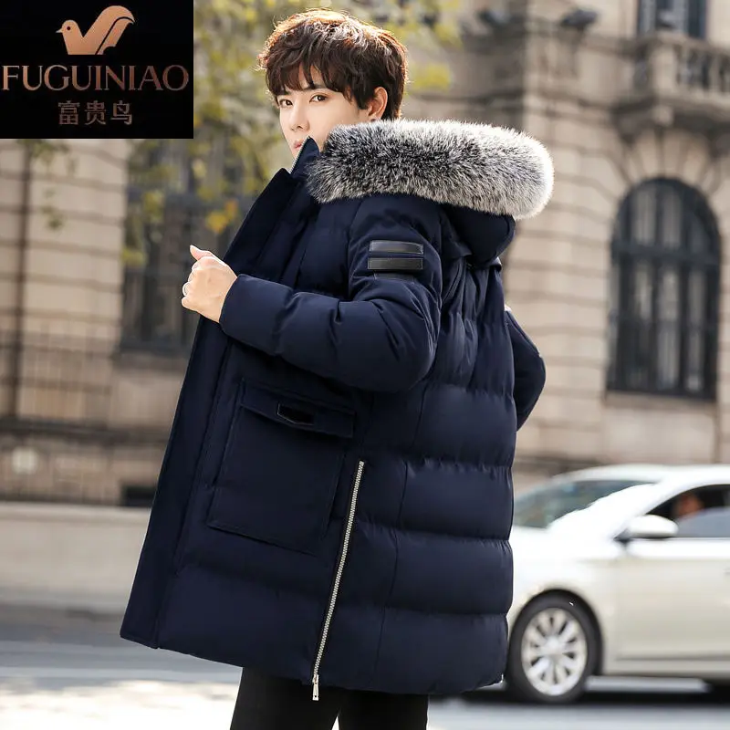 Мужское толстое хлопковое пальто Plus Sze приталенное с хлопковой подкладкой для