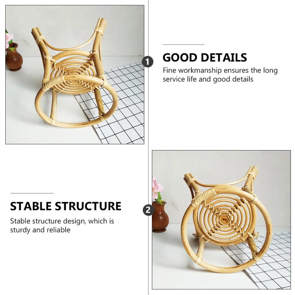 

1pc Creative Rattan Weaving Craft Flowerpot Rack Simple Flowerpot Display Shelf