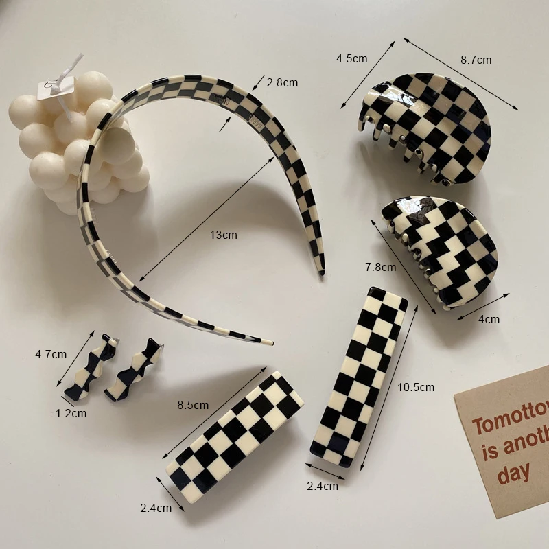 

Black White Plaid Acrylic Hair Claws Clips For Girls Small And Big Hairpins Women Bobby Hairpins Accessories Headwear