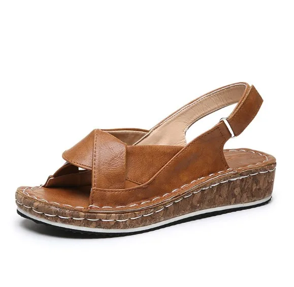 Женские босоножки в римском стиле на танкетке повседневные сандалии с открытым