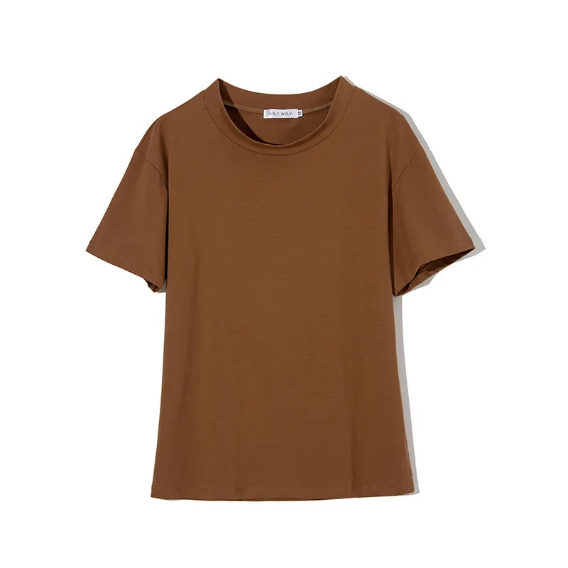 

Knitted Basic Tshirt Women Summer 2020 Solid T-shirt Women Casual Cotton Tee-Shirts Female T Shirt Tops Women Vintage Clothes